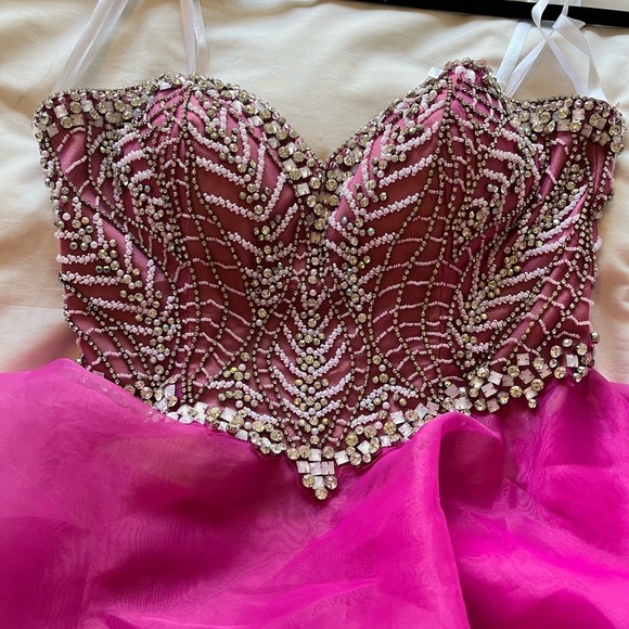 Pink Terani Couture Strapless Rhinestone Cocktail Size 10 - Picture 9 of 11